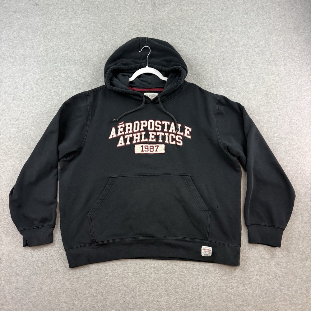 Aeropostale Hoodie Jacket Men's‎ XL Black Aero Graphic Y2K Vintage Spellout 00s